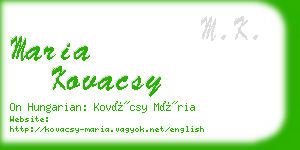 maria kovacsy business card